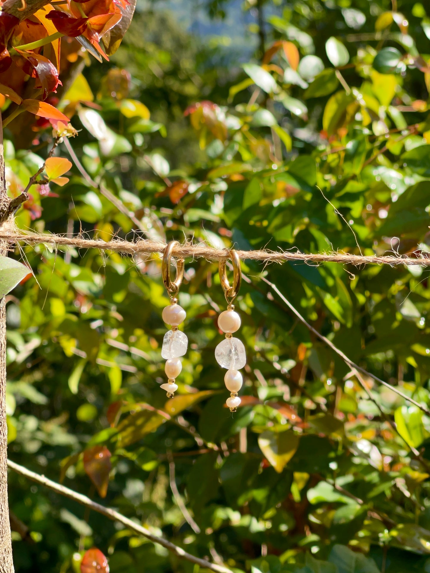 Clear Quartz and Pearl Earrings